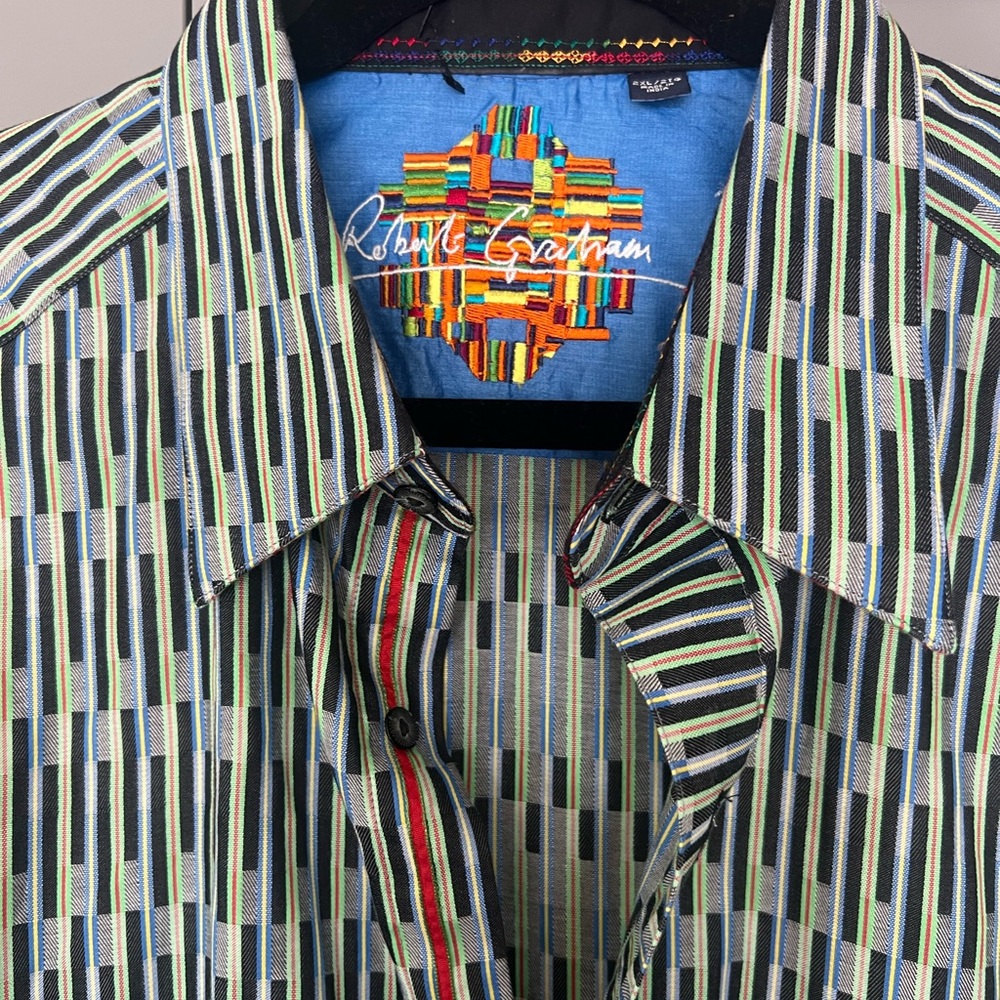 Robert Graham Men's Geometric Shirt - Black and Green